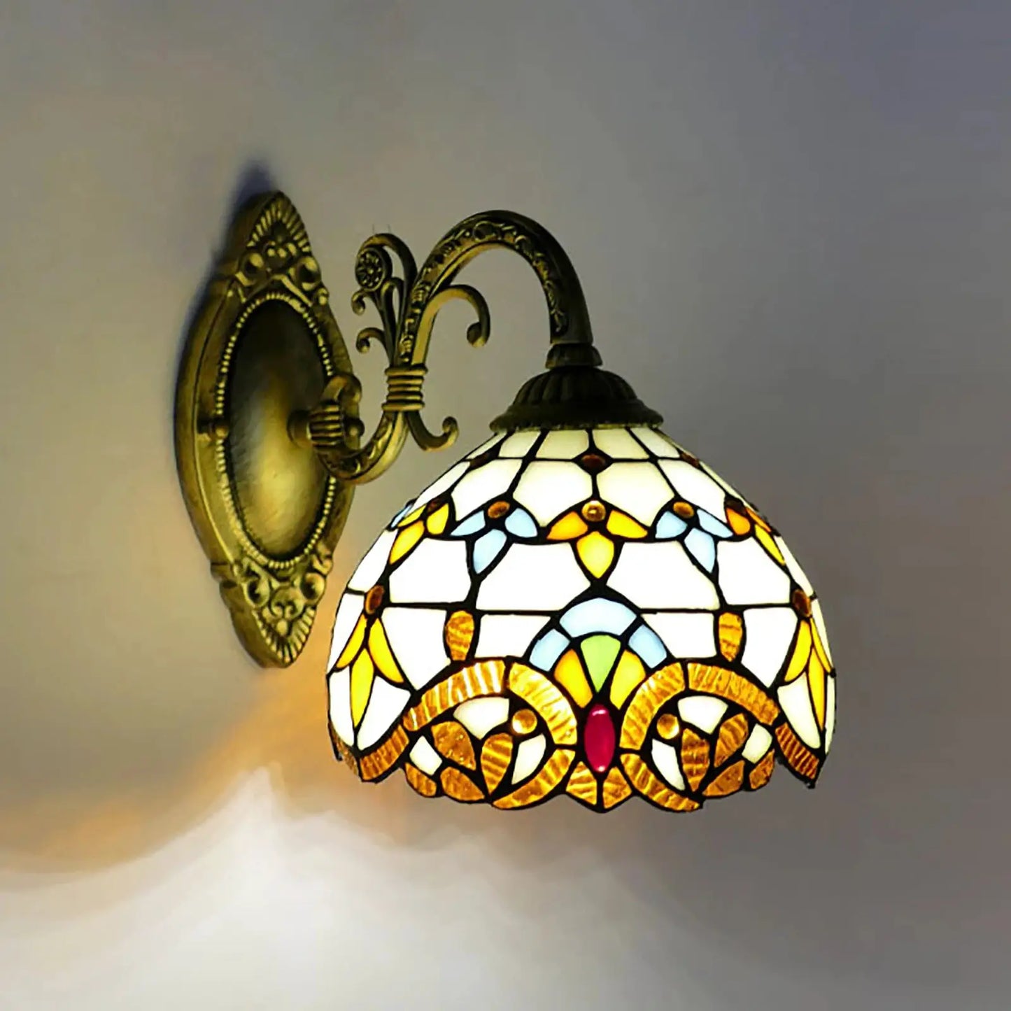 Tiffany Wall Lamp Wall Light Indoor Vintage Wall Lamp Vintage Lamp Retro Handmade Dome Lamp for Living Room Staircase Bedroom from PriceLows™