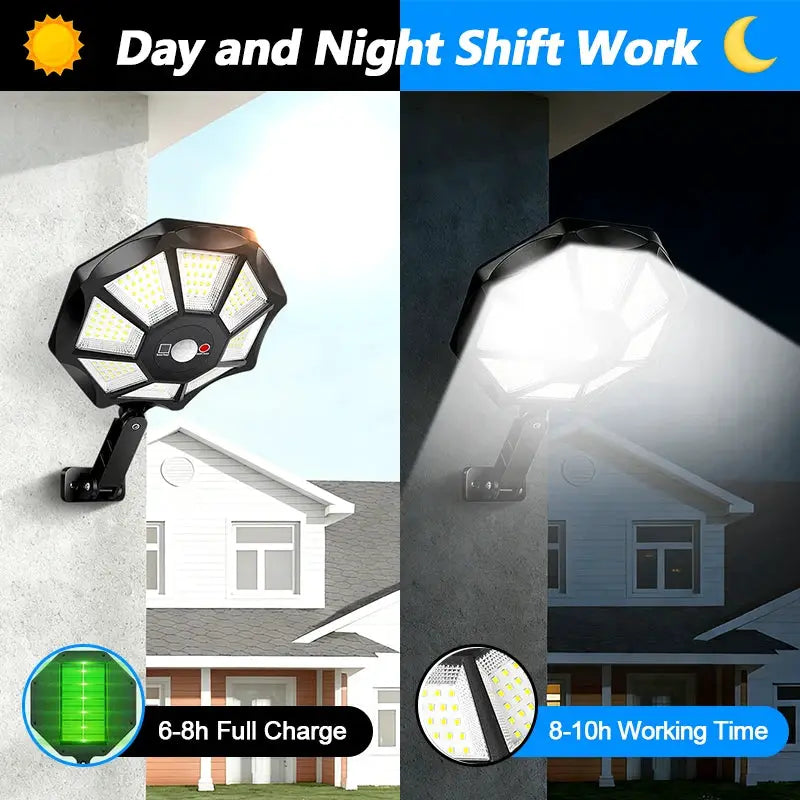 Solar Lights Outdoor 168LED 360° Adjustable Flood Light Dusk to Dawn 8 Sides Solar Outdoor Lights with Motion Sensor IP66 Waterproof Solar Street Lights Outdoor for Yard Pools from PriceLows™