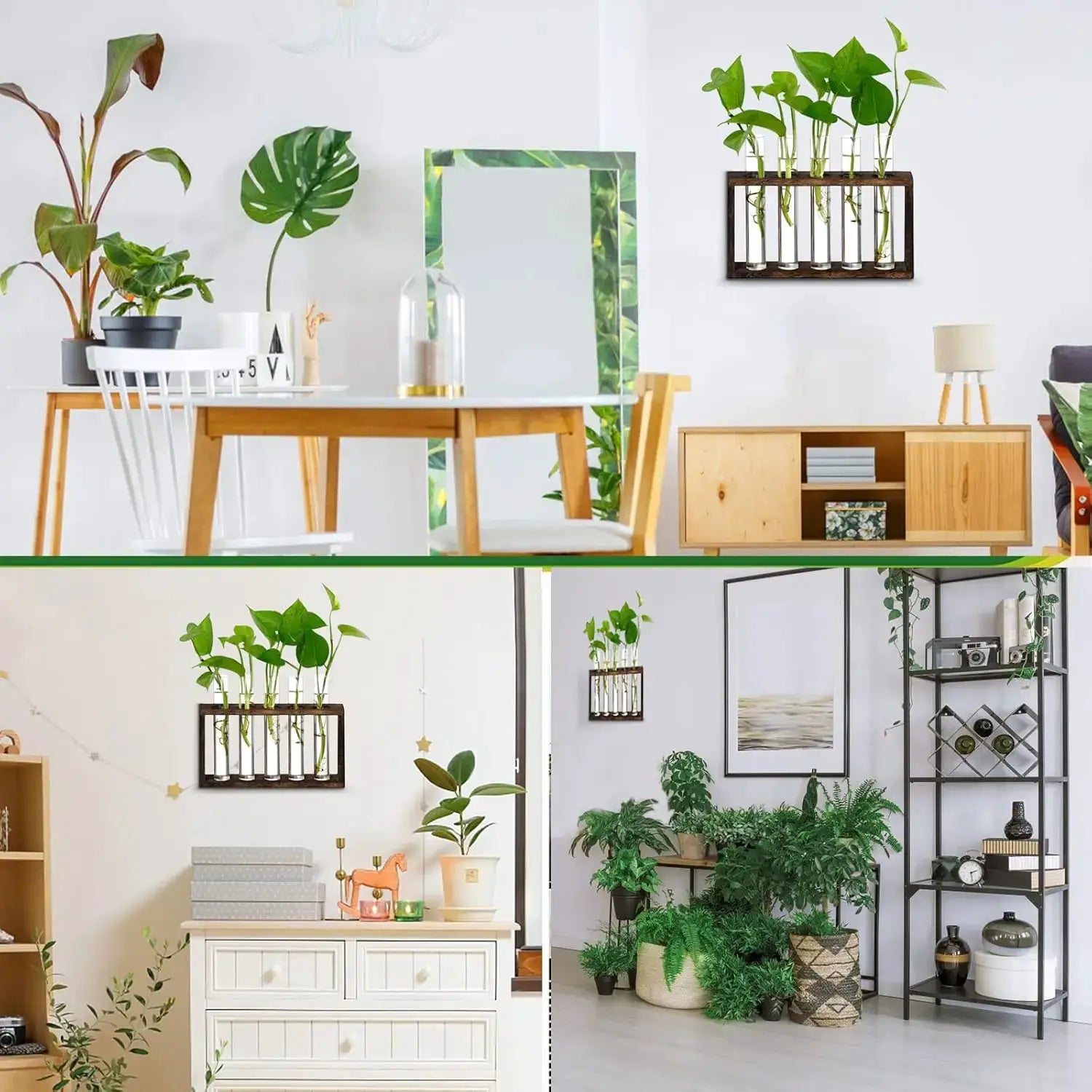 5-Tube Plant Propagation Station with Wooden Stand, Glass Planters for Indoor Plants, Garden Office Decor, Gift for Women from PriceLows™