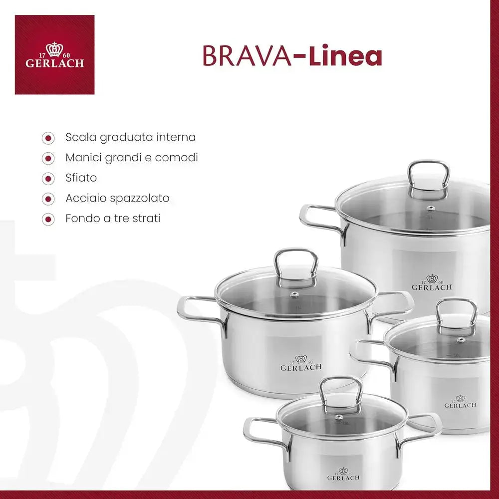 4-Piece Silver Induction-Ready Stainless Steel Saucepan Set from PriceLows™