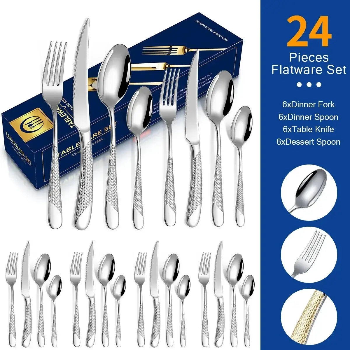 Kitchen Cutlery Sets Stainless Flatware Mirror Polished Design for Parties Birthdays Weddings Can give to Friends and Relatives from PriceLows™