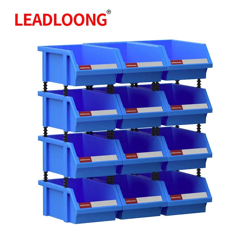 LEADLOONG X1 12pcs 180*120*80mm/7.09*4.72*3.15inch Plastic Stackable Storage Bins Small Tool Component Box for Garage from PriceLows™