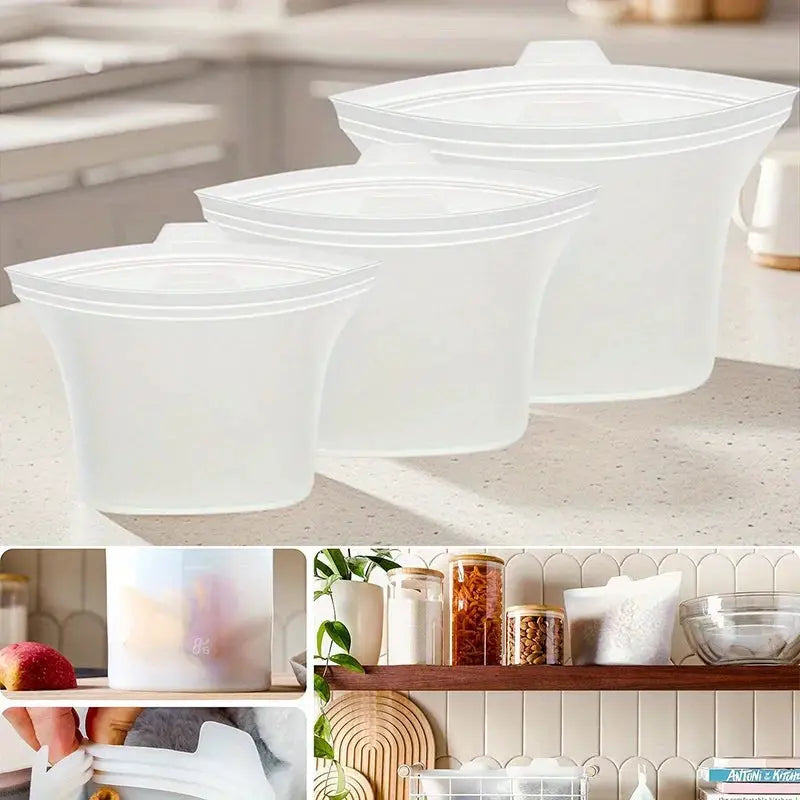 Reusable Silicone Food Storage Bags | Stand Up Zip | Dishwasher Safe | One Size