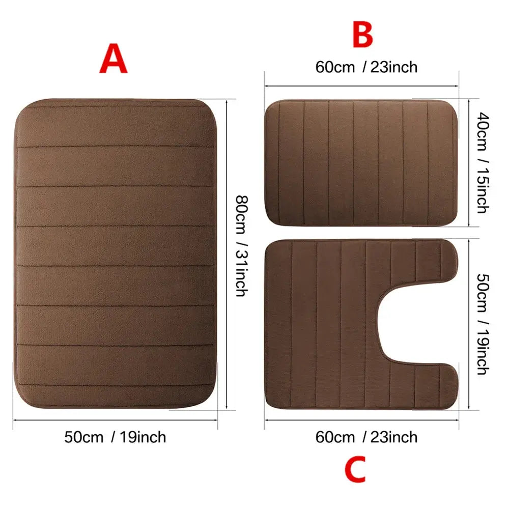 1/2/3pc Set Memory Foam Bath Mat Bathroom Anti-skid Carpet Quick Water Absorption Machine Washable Soft Comfortable Floor Rug from PriceLows™