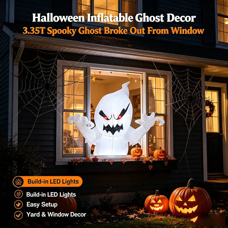 Inflatable Ghost Decoration | 3.3 Ft Outdoor | Built In Led | Halloween Prop