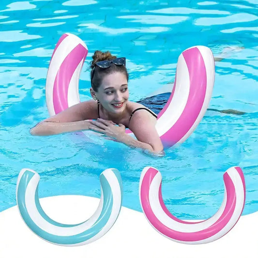 Inflatable Pool Ring | U Shaped Arch Design | Striped Thickened PVC | One Size