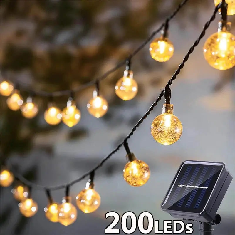 Solar String Lights Outdoor Crystal Fairy Light Chritmas Garland 8 Modes Waterproof Patio Light for Garden Party Decor from PriceLows™