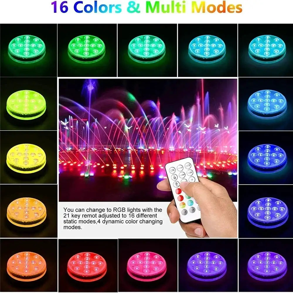 Updated IP68 Submersible Lights RGB Underwater Pool Lights with RF Remote Magnet Suction Cups Night Lamp for Pond Pool Aquarium from PriceLows™