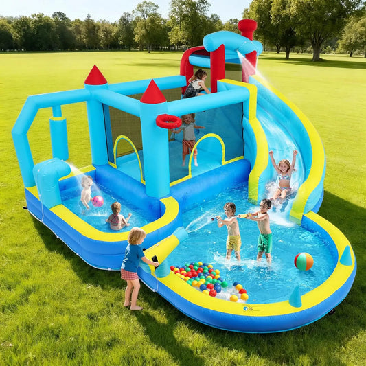 Inflatable Bounce House With Blower Wet Dry Water Slide Kids Jumping Castle Splash Pool Climbing Wall For Indoor Outdoor from PriceLows™