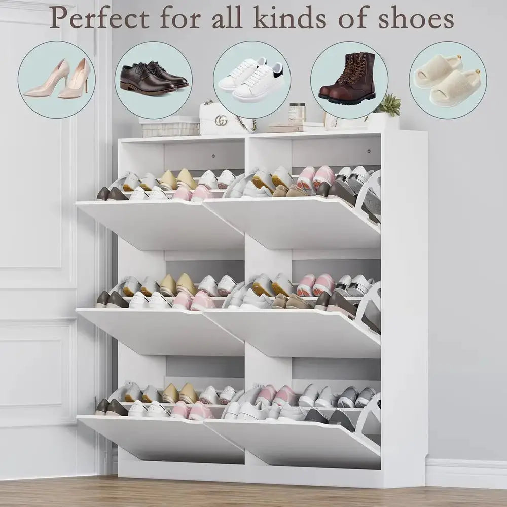 Shoe Cabinet with 6 Flip Drawers, Slim Narrow Shoe Storage Cabinet, Freestanding Shoe Organizer for Entryway, Hallway, Foyer from PriceLows™