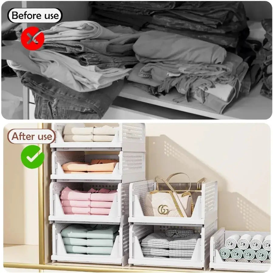 5 Pack Closet Organizers Storage Box Closet Storage Stackable Storage Bins Plastic Drawer Basket for Wardrobe Cupboard Kitchen from PriceLows™