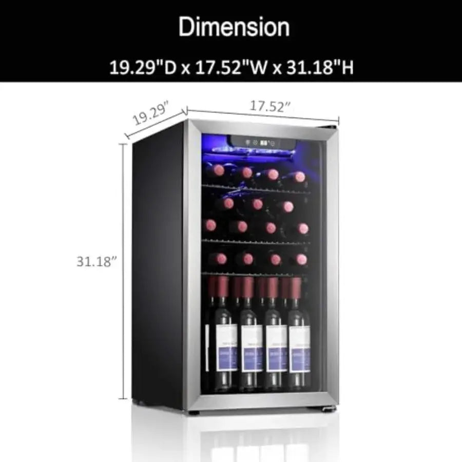 Counter Top Bar Wine Cooler for Home Office or Bar: 3.1cu.ft Freestanding Beverage Refrigerator with Clear Glass Door, Silver F from PriceLows™