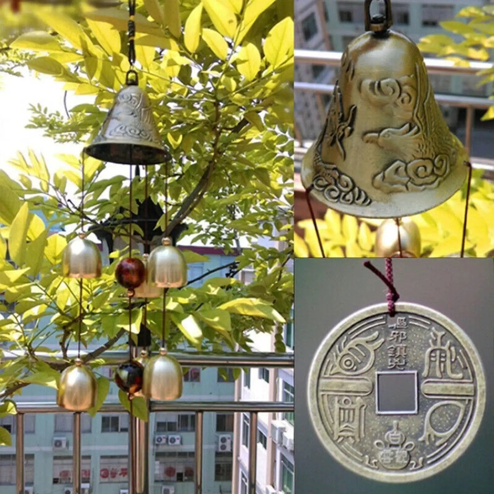 Lucky copper alloy dragon shaped metal wind chime home store decoration gift balcony decoration outdoor courtyard decoration from PriceLows™