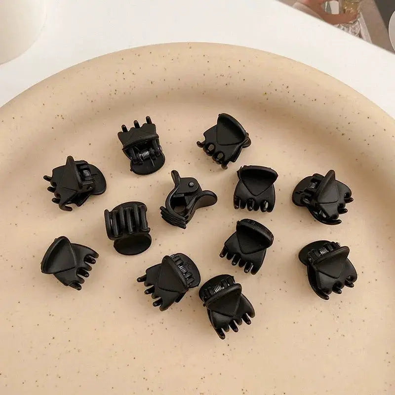 Small Hair Claw Clips | Mini Size | Black And Clear Plastic