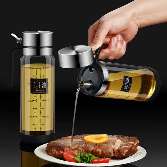 Oil Bottle Glass | Leakproof Flip Lid | Kitchen Seasoning Tool Set