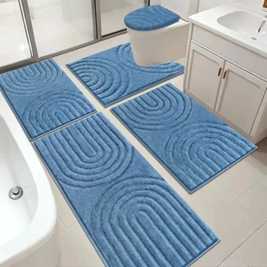 HEBE Bathroom Rugs Set 5 Pcs, Plush Absorbent Bath Mats for Bathroom, Non Slip Machine Washable Bath Mat Set with Toilet Cover, from PriceLows™