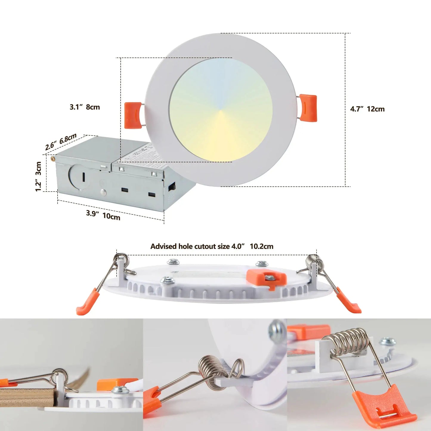 12-Pack LED Recessed Lights with Junction Box, Dimmable Downlights, 3000K-5000K Adjustable Color, Energy-Efficient Ceiling Light from PriceLows™