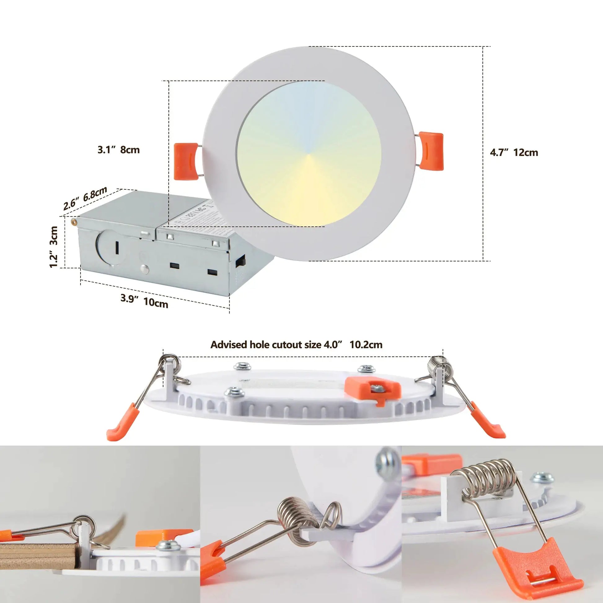 12-Pack LED Recessed Lights with Junction Box, Dimmable Downlights, 3000K-5000K Adjustable Color, Energy-Efficient Ceiling Light from PriceLows™