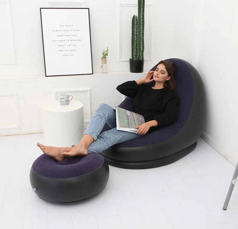 Inflatable Plush Sofa | Foldable Foot Sofa Bed | Outdoor Use | One Size