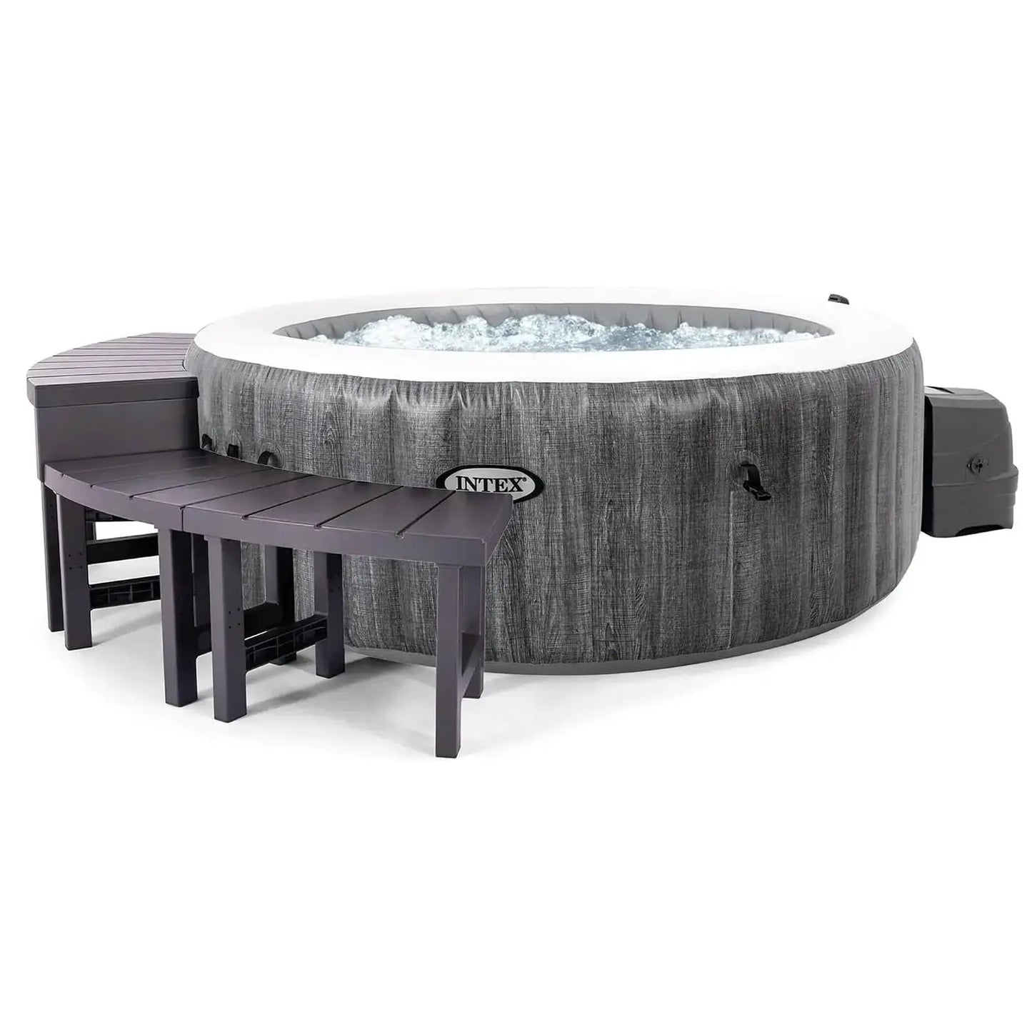 Portable Inflatable Hot Tub | Bubble Jet Spa | 4-Person Round | Greywood