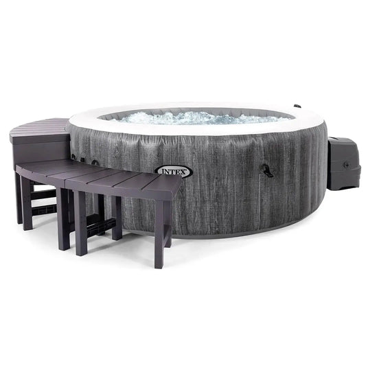 Portable Inflatable Hot Tub | Bubble Jet Spa | 4-Person Round | Greywood