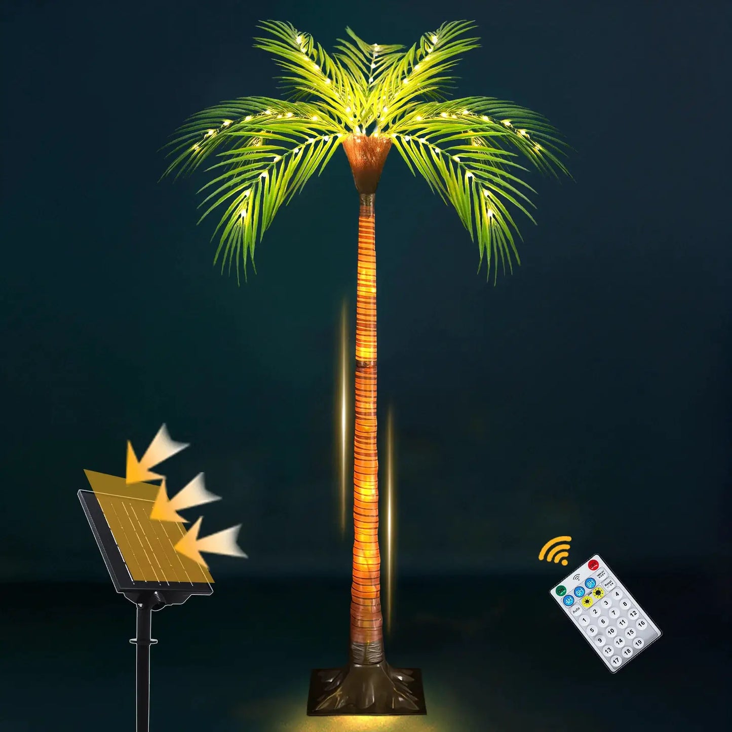 1pc 4.6ft Solar Powered Artificial Palm Tree LED Decorative Tree Lights for Garden Patio Door Tiki Bar Christmas Decoration from PriceLows™