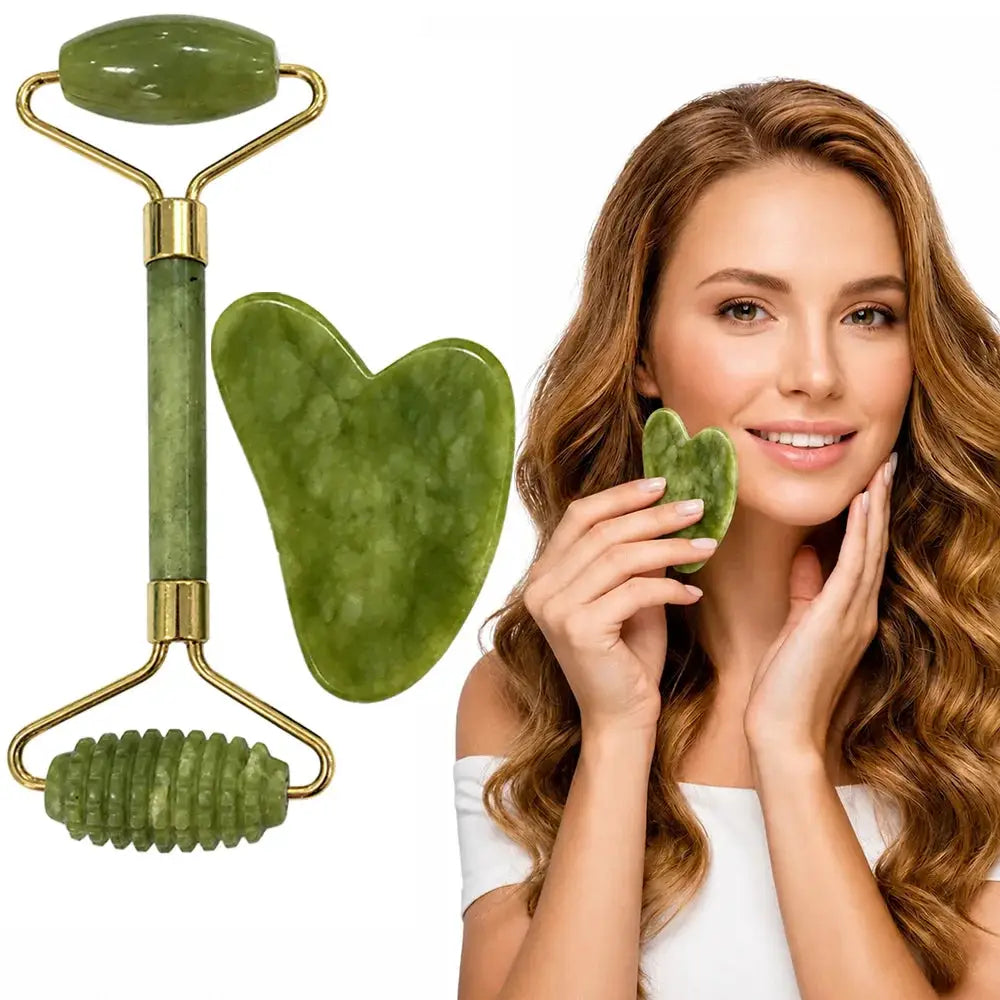 Jade Gua Sha Tool | Natural Stone | Face Body Eye Massage Kit