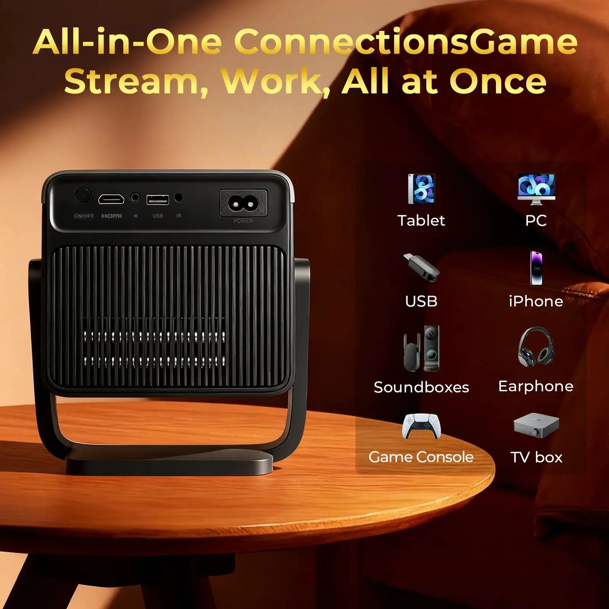 Smart Projector | Android 14 | 1000 ANSI Lumens | Auto Focus
