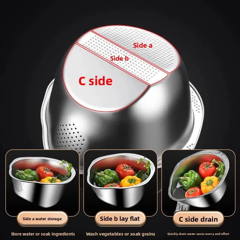 Rice Washer Strainer Bowl Stainless Steel 304Rice Washing Bow Rice Sieve Colander Fruit AndVegetable Strainer Kitchen Tools from PriceLows™