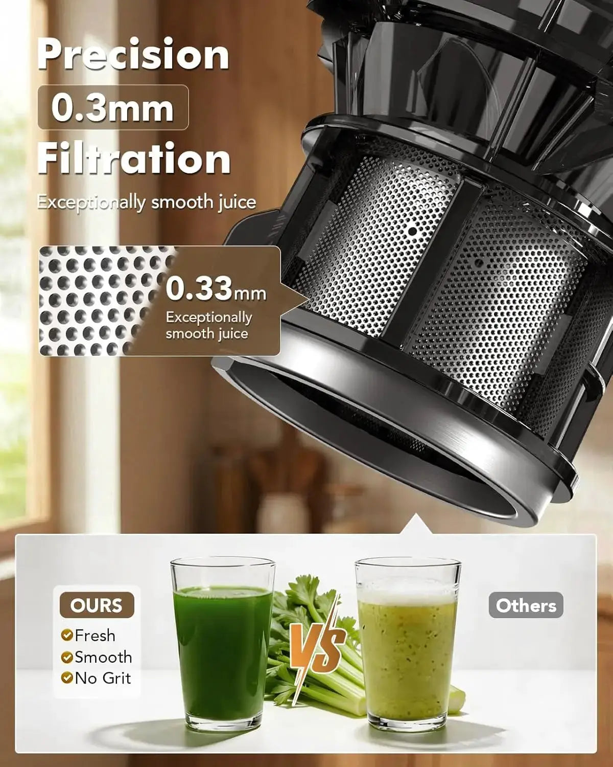 Cold Press Juicer Machines, 5.8'' Large Feed Chute for Whole Fruits and Vegetables, 300W Slow Masticating Juicer, High Juice Yield, 5 Smart Modes, Easy to Clean from PriceLows™
