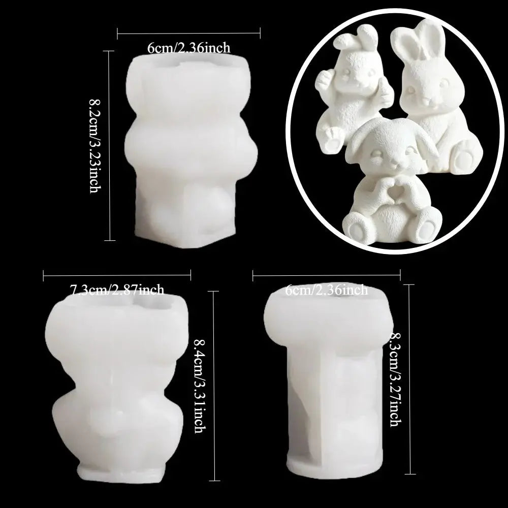 Silicone Rabbit Mold Set | Resin Crafts | 3pc Shape Kit