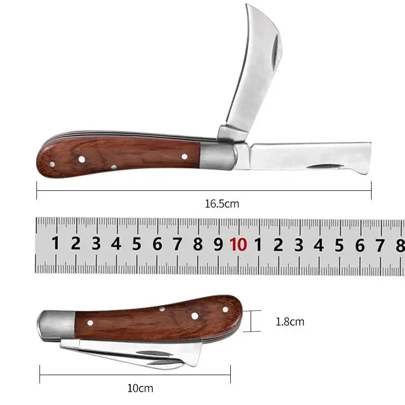 Folding Grafting Knife Grafting Tools Grafting Pruning Knife Professional Garden fruit tree Grafting Cutter Wooden Handle Knife from PriceLows™
