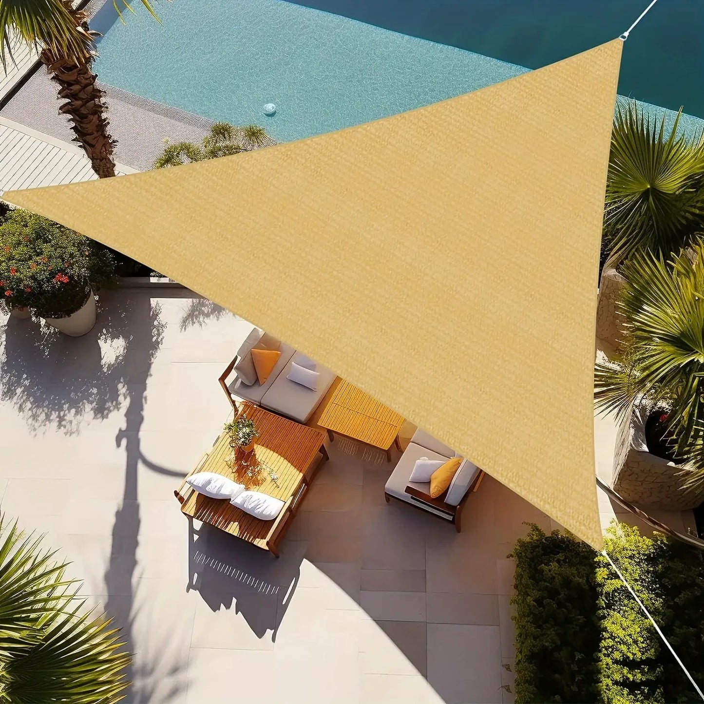 16' x 16' x 16' Sun Shade Sail Triangle Canopy, Permeable Shade Cloth Fabric Sunlight Block Patio Cover HDPE Deck Awning for Out from PriceLows™