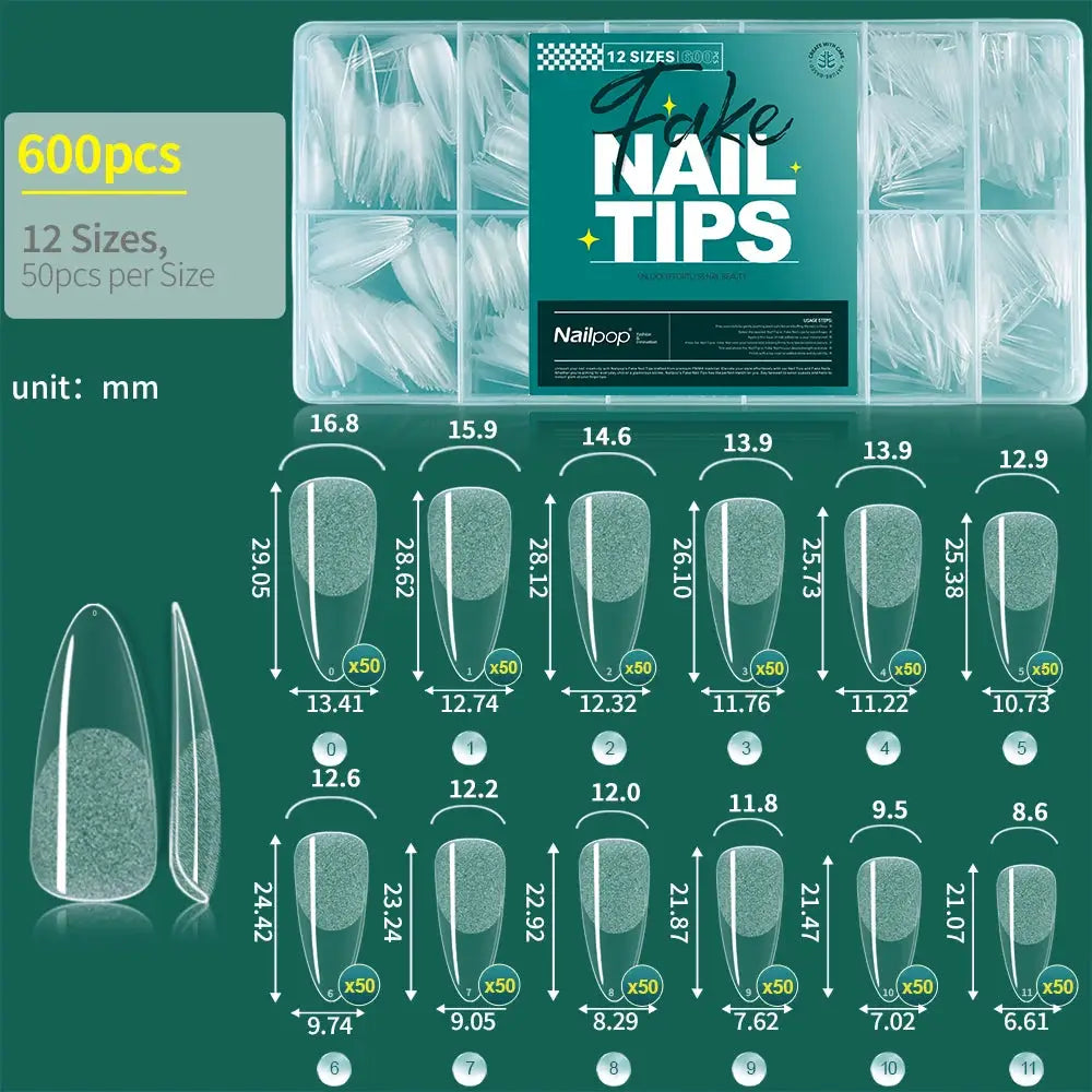 Nailpop 600PCS Nail Tips Full Cover Medium Length Ballerina Press On False Nail Extenison Tips with Box for Salons and Home DIY from PriceLows™