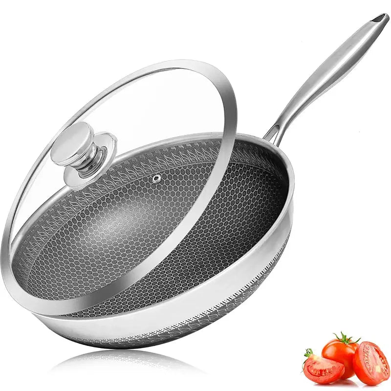 Wok Pan | 28 cm Diameter | Induction Compatible | Glass Lid Included
