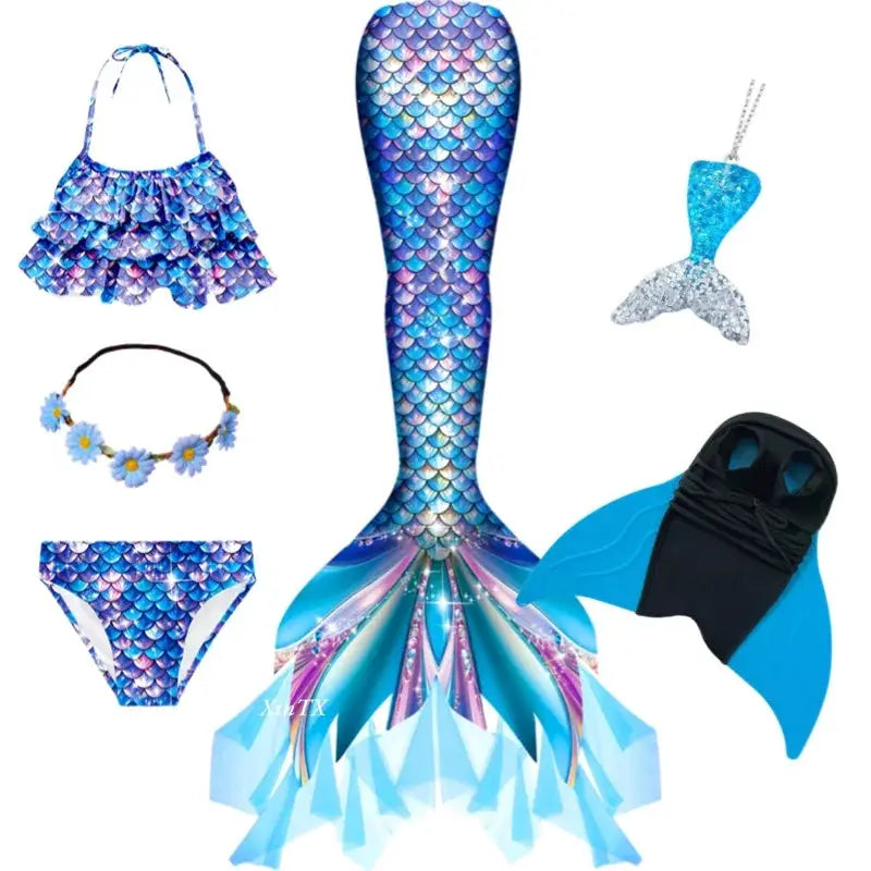 New Girls The Little Mermaid Tails Boy Memaid Swimsuit Bikini Bathing Suit Halloween Costume Girll Can add Monofin For Pool from PriceLows™