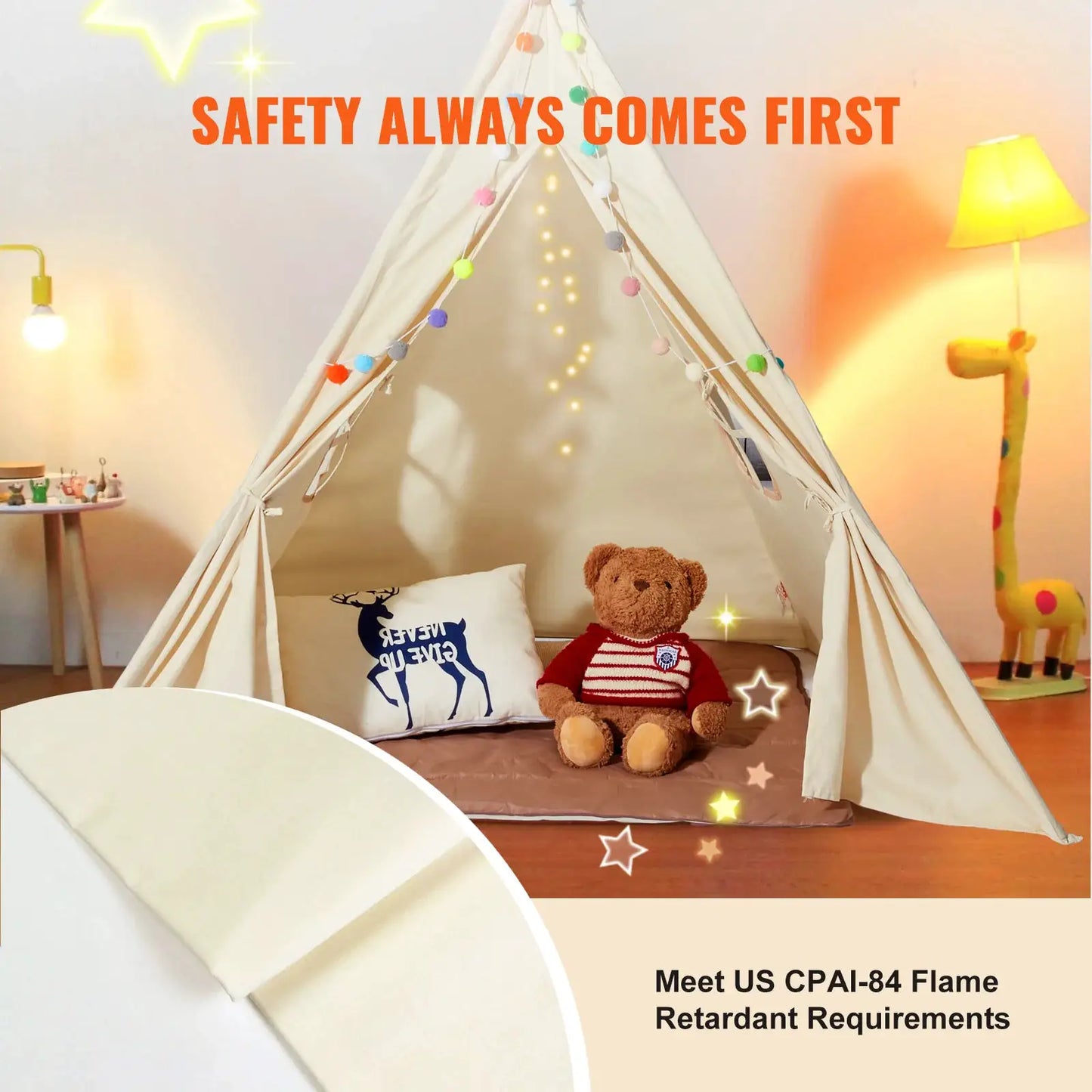 VEVOR Kids Play Tent Teepee Tent for Kids 1-5 Years Old Tent for Kids with Windows for Indoor and Outdoor Toddler Tent from PriceLows™