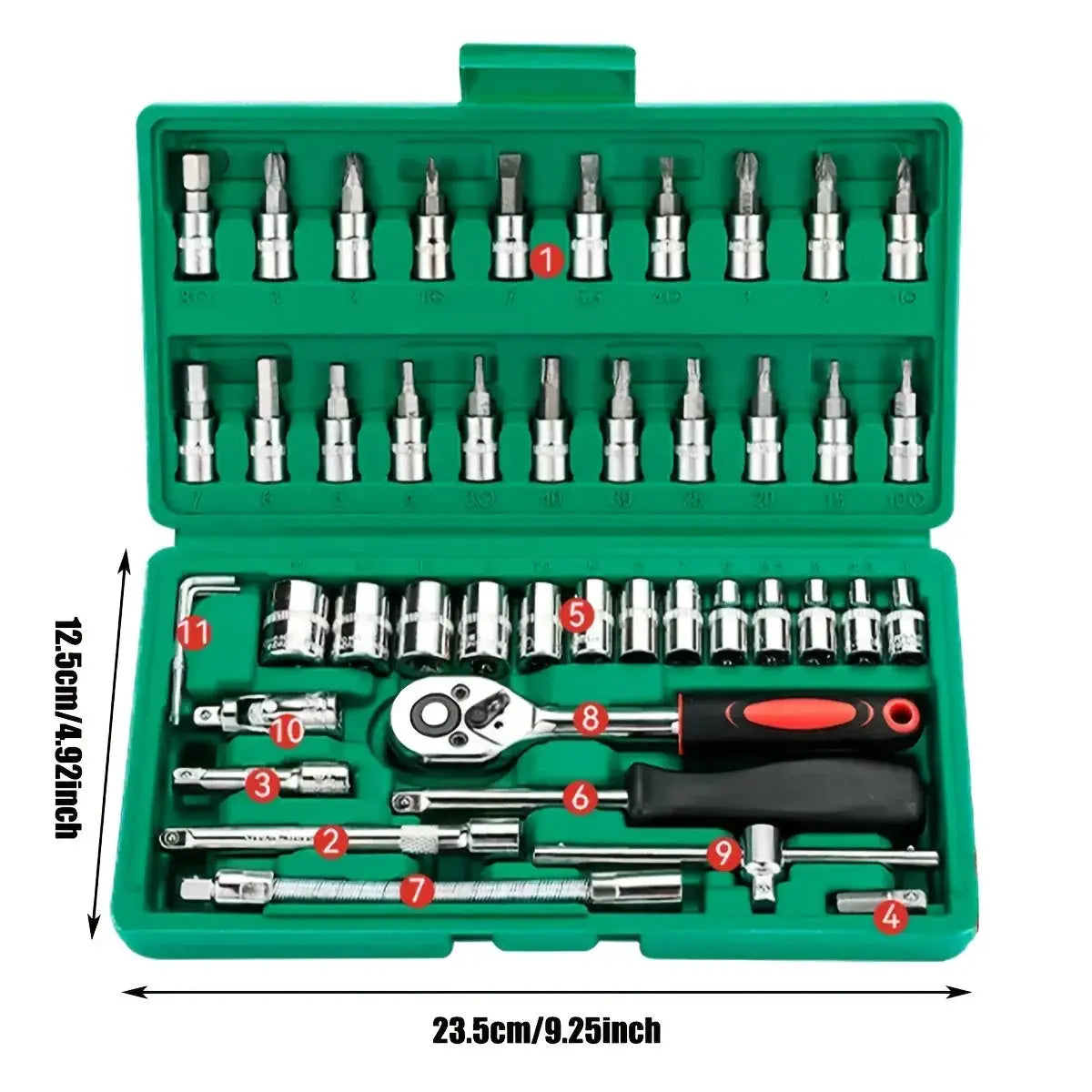 46pc Drive Socket Set 1/4 inch Ratchet Wrench Set with Sockets Metric Hex Bit Socket Set Mechanic Tool Kits for Auto Repair Hous from PriceLows™