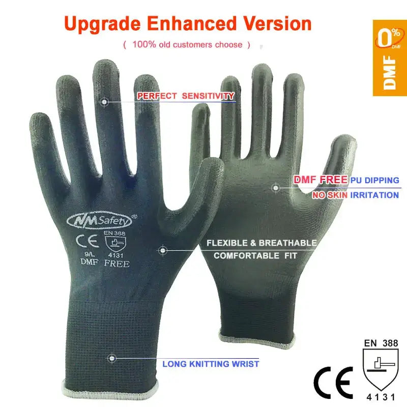 1 Pairs Work Gloves For PU Palm Coating Safety Protective Glove Nitrile Professional Safety Suppliers from PriceLows™