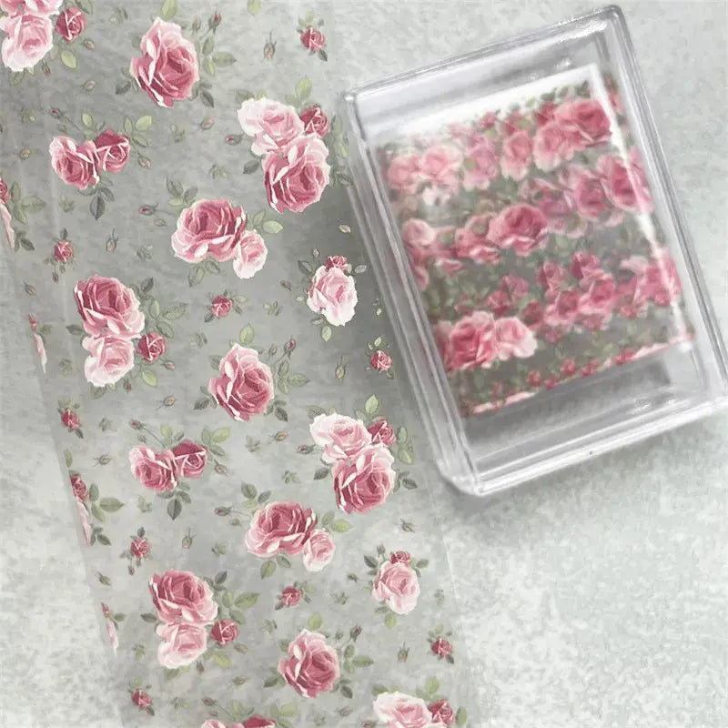 1Pc 100cm Flower Nail Foils for Transfer Paper Floral Stickers Rose Nails Wraps Tulip Nail Art Decorations from PriceLows™