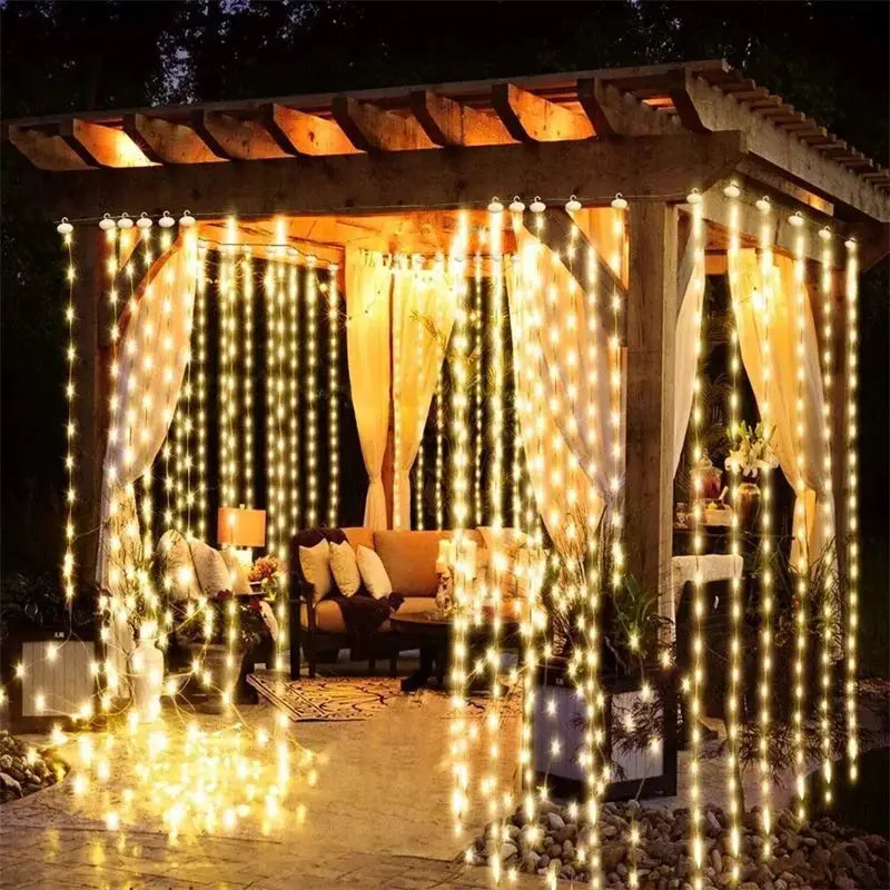Holiday LED Curtain Light String USB Powered 8 Modes Christmas New Year Party Lights Home Wedding Birthday Room Decor Aesthetic from PriceLows™