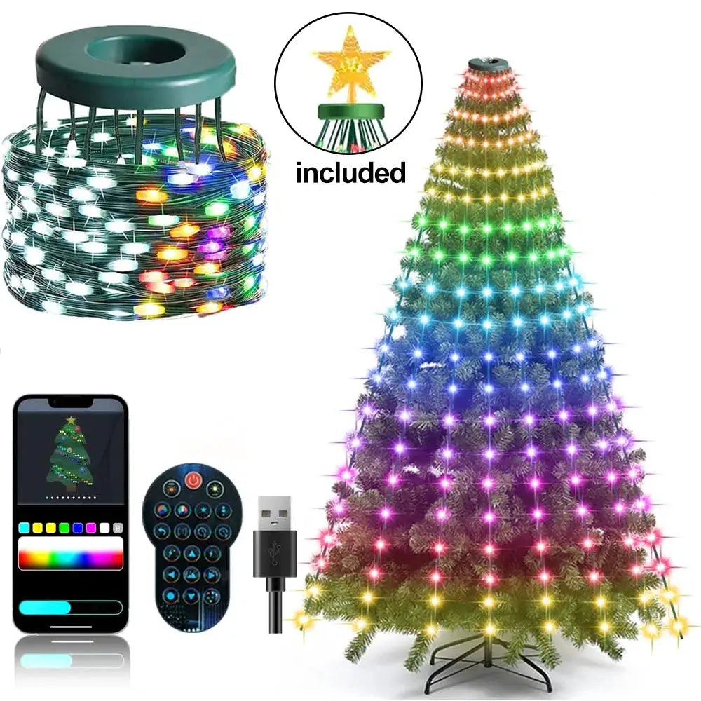 Smart Christmas Tree Lights | 400 Led Bulbs | Addressable Control | Top Star