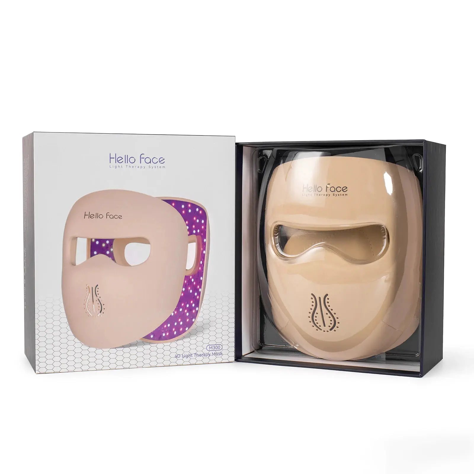 Hello Face M300 4D LED Light Therapy Mask 311 LEDs, 4 Modes, Anti-Aging & Acne Care, Ergonomic Silicone Design, Visual Comfort from PriceLows™
