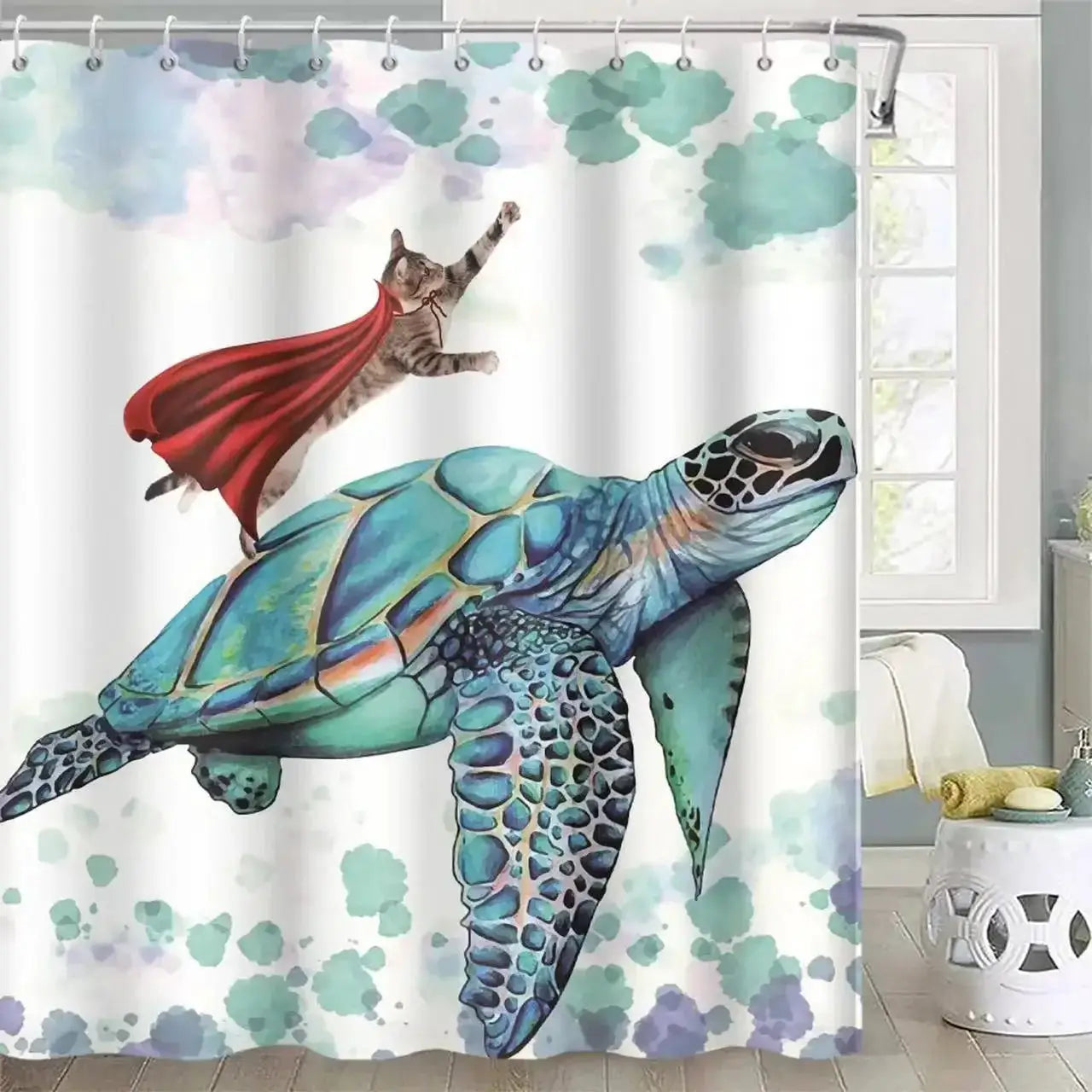 Funny Kids Shower Curtains For Bathroom Decor Corgi Cute Dog Riding Shark Nautical Ocean Boys Animal Hilarious Fabric Polyester from PriceLows™