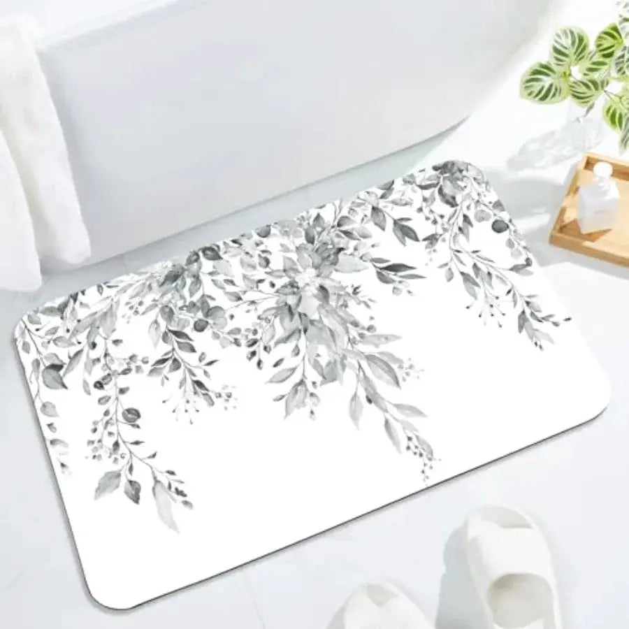 Eucalyptus Leaves Bath Mat Rug Set 2 Pcs, Super Absorbent Quick Dry Bathroom Rug Set, Non Slip Rubber Backed Bathroom Floor Mat from PriceLows™
