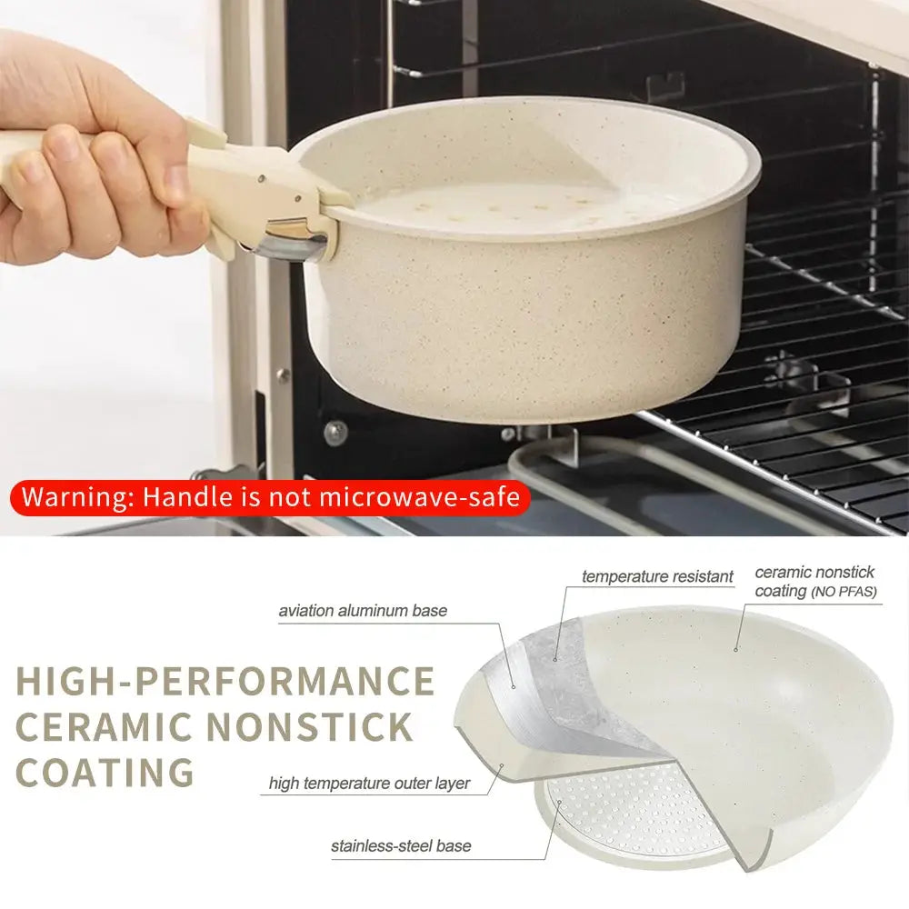 7pcs NonStick Cookware Set Frying Pan and Sauce Pot with Bakeware Utensils, Detachable Handles Kitchen Cooking Essentials from PriceLows™