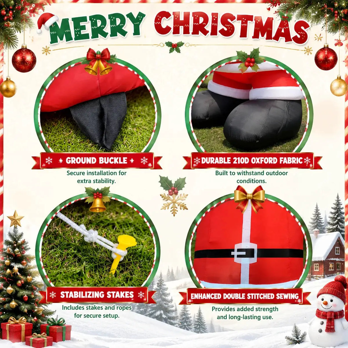 Inflatable Christmas Chimney | 28 Ft Or 33 Ft | Outdoor
