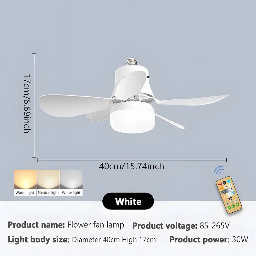 Ceiling Fan Light | Remote Control | Dimmable 3 Color Temperatures | E27 Socket