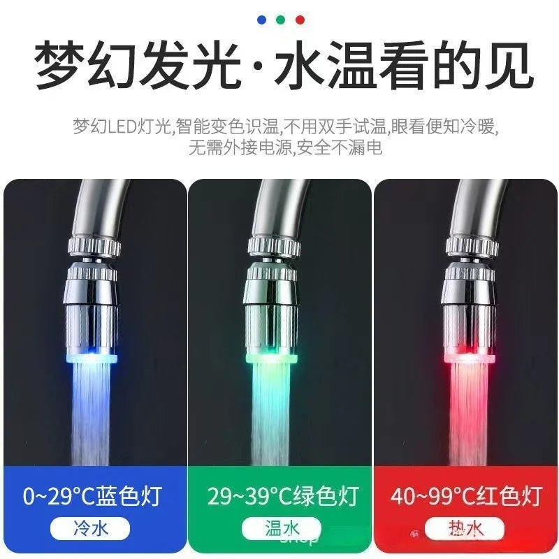 LED Faucet Extender | LED Temperature Sensor | 3-Color Light-Up | Universal Fit