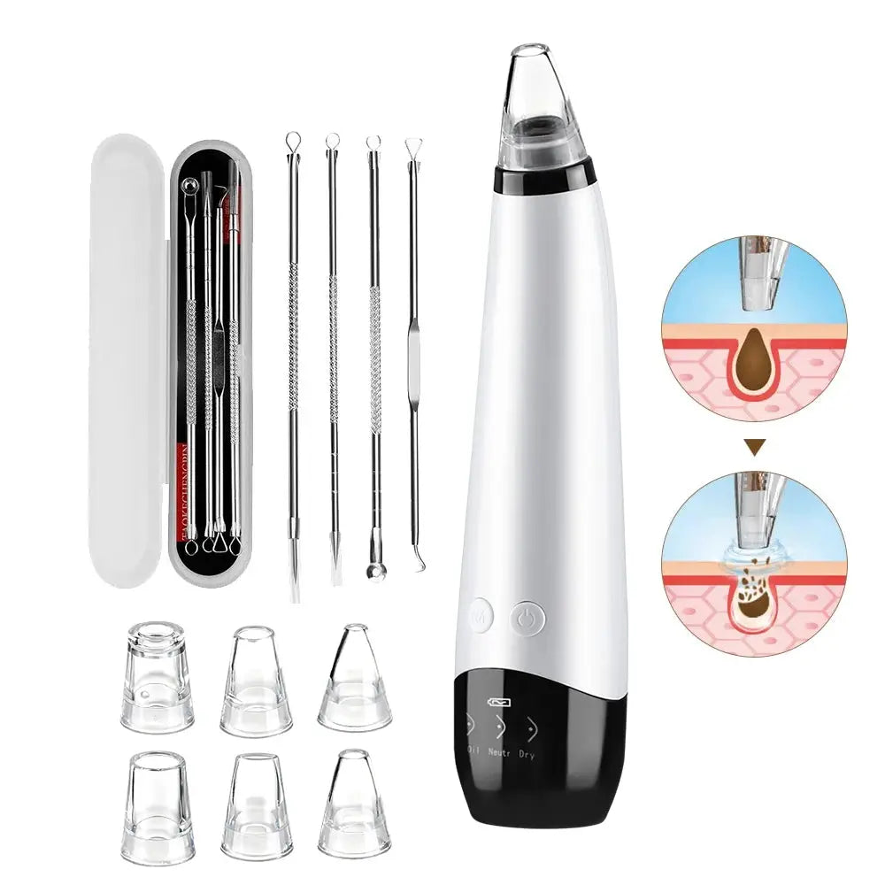 Blackhead Remover Facial Pore Cleaner 3 Suction Power Electric Pimple Acne Extractor Tool Face & Nose Whiteheads Vacuum Removal from PriceLows™